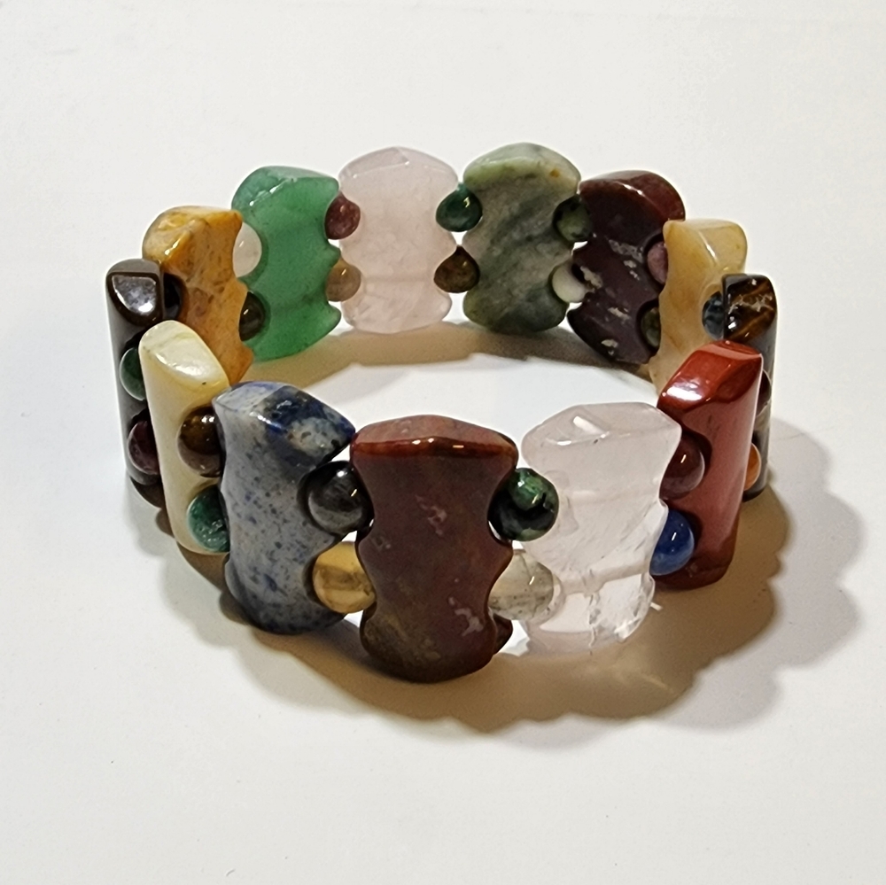 Multi Gemstone Section Stretch Bracelet Tigers Ey… - image 6